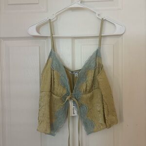 NWT lace tie front cami top